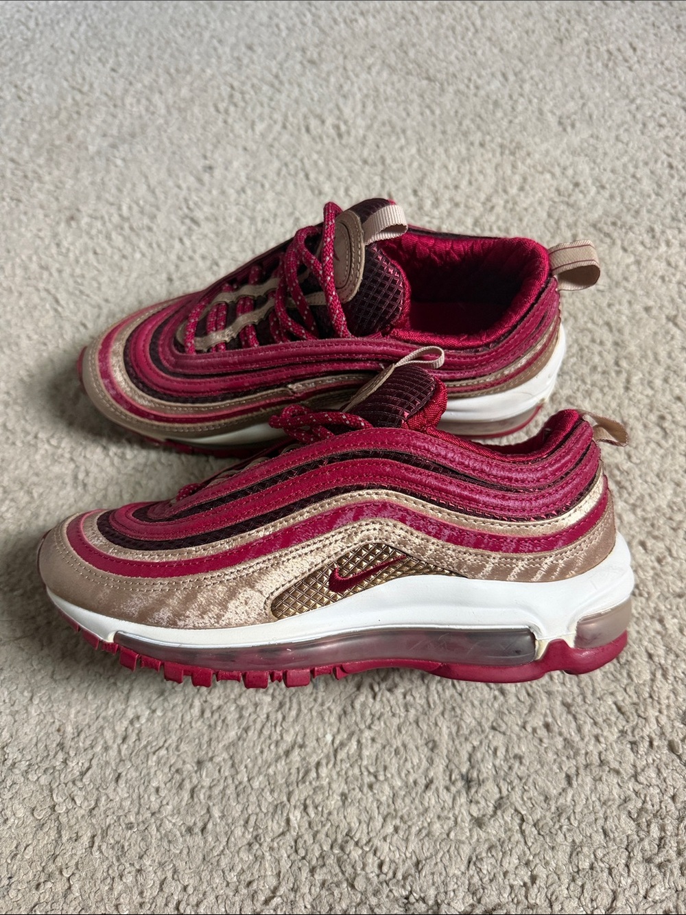 Nike Kids' Air Max 97 Sneakers - Burgundy and Gold